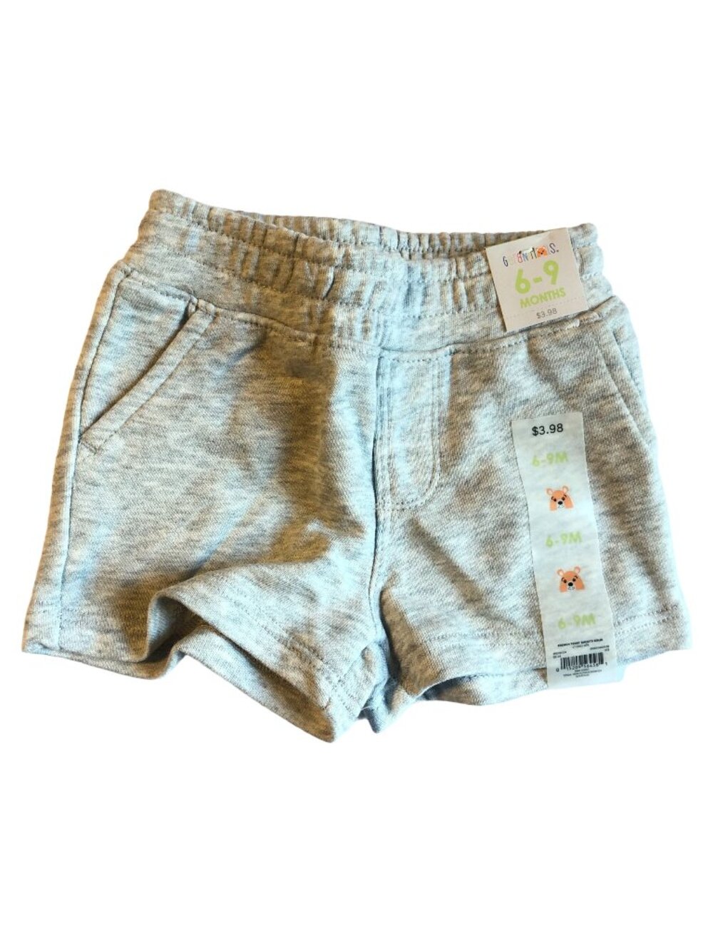 Garanimals 6-9 Months Baby Shorts Light Grey French Terry Cotton/Polyester